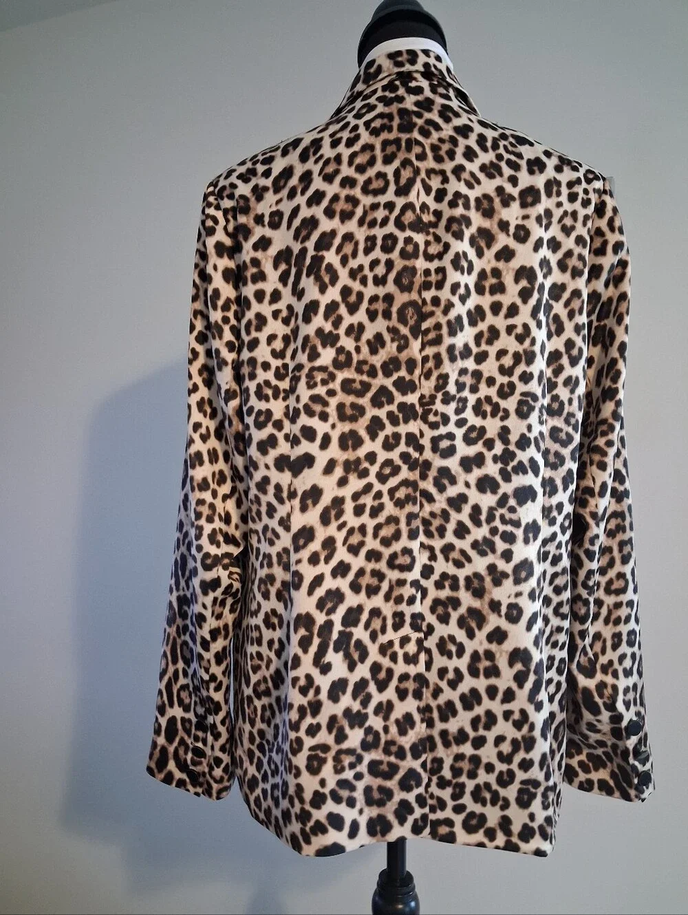 Leopard Print Blazer Jacket - Beige & Black Size 14 - Picture 2 of 11